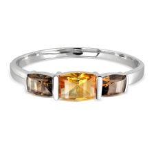 Citrine and Smoky Quartz Silver Bangle - CB0531GC