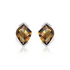 Cognac Quartz Silver Stud Earrings - CE1031CG