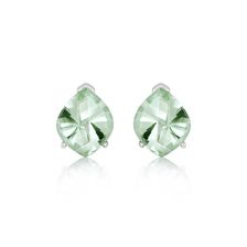 Green Prasiolite Silver Stud Earrings - CE1631GP