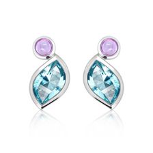 Blue Topaz Silver Stud Earrings - CE2221BT