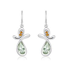 Green Prasiolite Silver Hook Earrings - CE3741GP