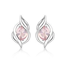 Rose Quartz Silver Stud Earrings - CE4841RS