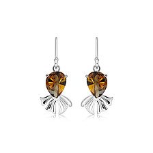 Cognac Quartz Silver Hook Earrings - CE4981CG