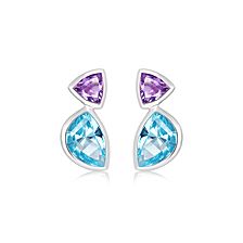 Blue Topaz Silver Stud Earrings - CE5131BT