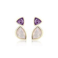 Rose Quartz 9K Yellow Gold Limited Stud Earrings - GCE5131RS