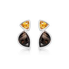 Smoky Quartz Silver Stud Earrings - CE5131SM