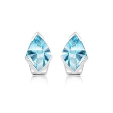 Blue Topaz Silver English Lock Earrings - CE0523BT