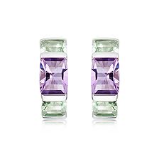 Amethyst and Green Prasiolite Silver Huggie Earrings - CE0531AM