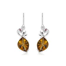 Cognac Quartz Silver Hook Earrings - CE0851CG