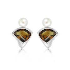 Cognac Quartz and Pearl Silver Limited Earrings - CE0941CG