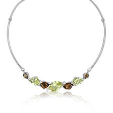 Lemon Citrine and Cognac Quartz Silver Necklace - CN0021GG