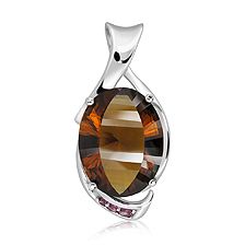 Cognac Quartz Silver Pendant - CP1062CG