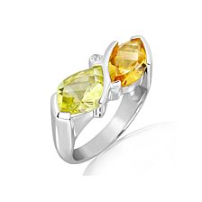 Citrine and Lemon Citrine Silver Ring - CR0023GC