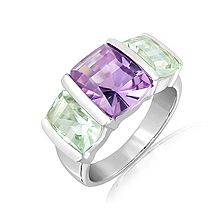 Amethyst and Green Prasiolite Silver Ring - CR0531AM