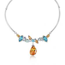 Citrine, Blue Topaz and Multi Color Stones Silver Necklace - ONE1349GC