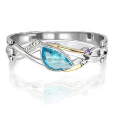 Blue Topaz Silver Bangle - PB0182BT