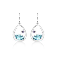 Blue Topaz Silver Hook Earrings - PE0473BT