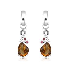 Cognac Quartz Silver Hook Earrings - PE0706CG