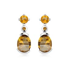 Cognac Quartz Silver Stud Earrings - PE0711CG