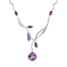 Amethyst and Rhodolite Silver Necklace - PN0119AM