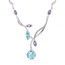 Blue Topaz and Amethyst Silver Necklace - PN0119BT