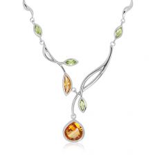 Citrine and Peridot Silver Necklace - PN0119GC