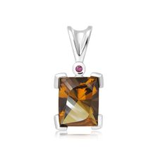 Cognac Quartz Silver Pendant - PP1597CG