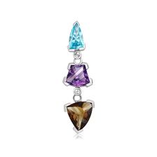 Amethyst, Cognac Quartz and Blue Topaz Silver Limited Pendant - PP2829MU