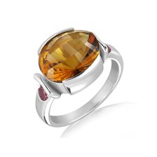 Cognac Quartz Silver Ring - PR2170CG