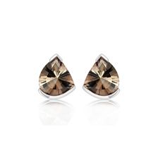 Smoky Quartz Silver Stud Earrings