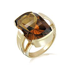 Cognac Quartz 9K Yellow Gold Limited Ring - GTR0328CG